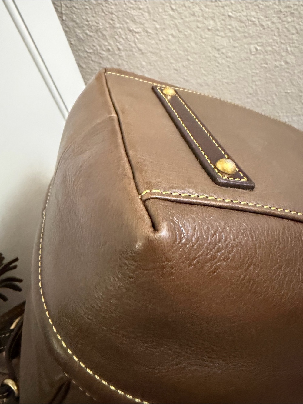 Dooney & Bourke Florentine Buckley Brown Leather Drawstring Satchel with Tassels - Picture 12 of 16